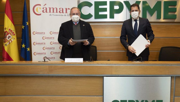 ep el presidente de la camara de comercio de espana jose luis bonet y el de cepyme gerardo cuerva
