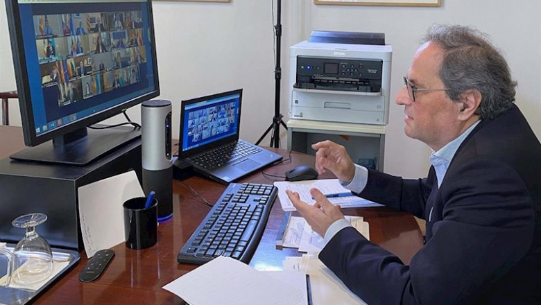 ep el presidente de la generalitat quim torra en la videoconferencia de presidentes autonomicos con