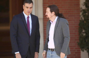 ep el presidente del gobierno en funciones pedro sanchez y el secretario general de podemos pablo