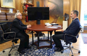 ep el rey felipe vi d durante una reunion con el ministro de universidades manuel castells i para