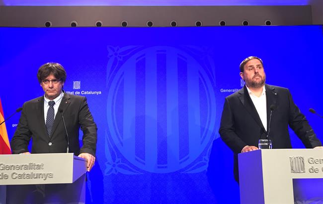 Presidente de la Generalitat Carles Puigdemont, vicepresidente Oriol Junqueras | EUROPA PRESS ep presidentela generalitat carles puigdemont vicepresidente oriol junqueras