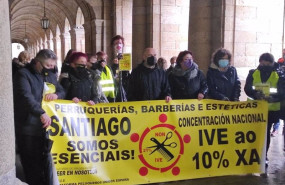 ep protesta de empresarios de peluquerias barberias y esteticas gallegas para reclamar un iva al 10