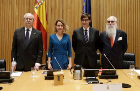 ep de izq a dcha serafin romero meritxell batet salvador illa y agustin zamarron durante el acto de