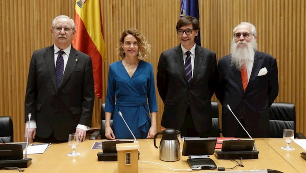 ep de izq a dcha serafin romero meritxell batet salvador illa y agustin zamarron durante el acto de