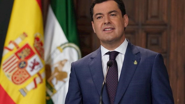 ep el presidente de la junta de andalucia juanma moreno en comparecencia telematica desde el palacio