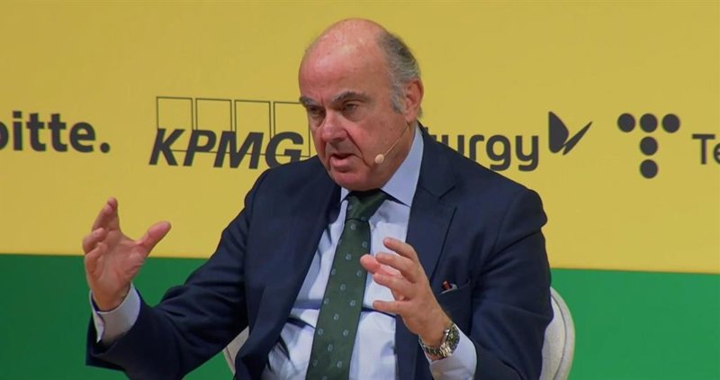 El vicepresidente del Banco Central Europeo, Luis de Guindos, en el XXIV Congreso de Directivos CEDE que se celebra en Zaragoza. | EUROPA PRESS ep el vicepresidente del banco central europeo luis de guindos en el xxiv congreso de directivos