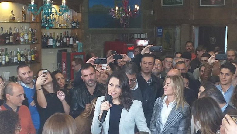 ep la portavoz de ciudadanos ines arrimadas y la candidata beatriz pino en un acto con militantes y