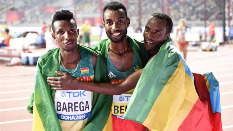ep los etiopes muktar erdis selemon barega y telahun haile bekele celebran su triplete en los 5000