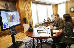 ep los reyes en videoconferencia con el presidente de renfe isaias taboas