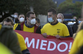 ep manifestantes de siemens gamesa en as somozas durante la concentracion ante la delegacion del