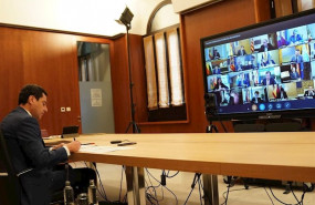 ep el presidente de la junta juanma moreno participa desde el palacio de san telmo en la cuarta