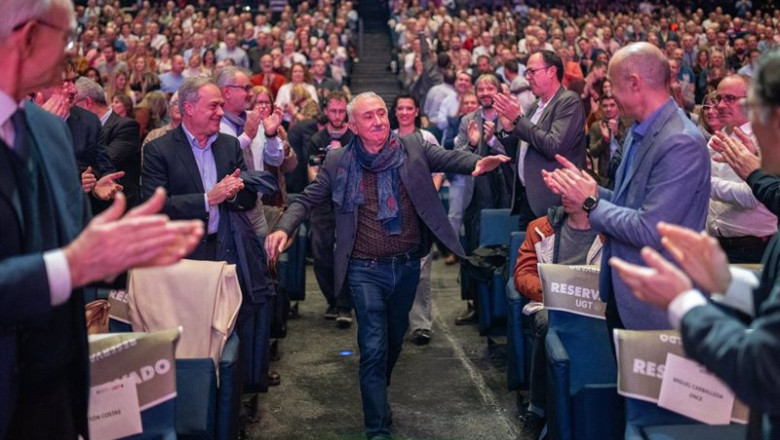 El secretario general de UGT, Pepe Álvarez, a su llegada a la clausura del Congreso Confederal de UGT, a 27 de noviembre de 2024, en Barcelona, Cataluña (España). El congreso ha abordado la reducción de la jornada laboral y el acceso a la vivienda, entre | Lorena Sopêna - Europa Press ep el secretario general de ugt pepe alvarez a su llegada a la clausura del congreso confederal de
