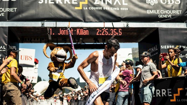ep kilian jornet en el momento de pulverizar el record en sierre - zinal