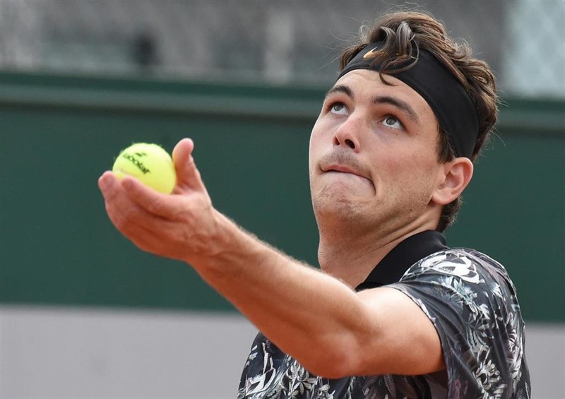 ep may 30 2019 - paris france american tennis player taylor fritz during the match with spanish tennis player roberto bautista agut on the fourth day of the 2019 roland-garros tournament roberto bautista agut won 6-2 6-3 6-2 sergei vishnevskiikomm