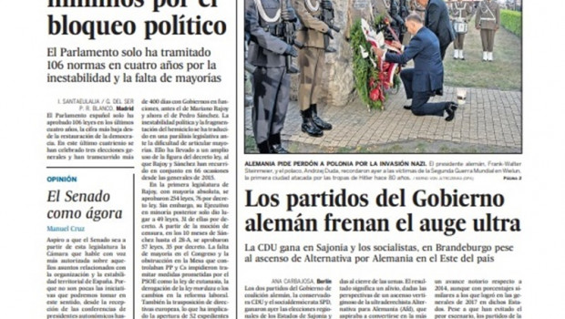 ep portada del periodico de el pais del lunes 2 de septiembre