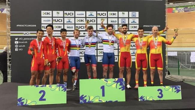 Selección española ciclismo adaptado en pista bronce velocidad equipos Mundial | RFEC ep seleccion espanola ciclismo adaptadopista bronce velocidad equipos mundial