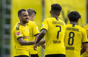 ep 30 july 2019 switzerland bad ragaz borussia dortmund players celebrate scoring during the pre-season soccer friendly match between borussia dortmund and fc zurich photo david inderlieddpa