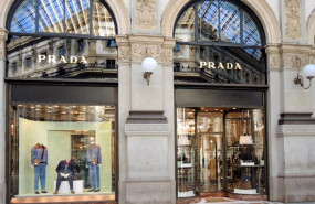 ep archivo - april 19 2019 - milan italy prada store front mid season and summer fashion trend on