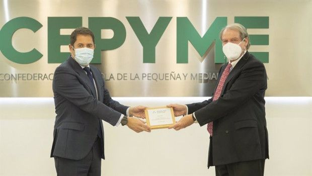ep el presidente de cepyme gerardo cuerva y el presidente de la fundacion bertelsman francisco belil