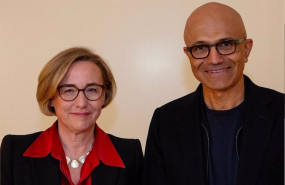 ep margherita della valle consejera delegada del grupo vodafone y satya nadella presidente y ceo de