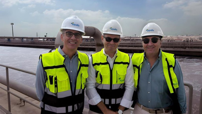ep santiago lafuente ceo de aqualia jose enrique bofill area manager de aqualia y el jefe de la