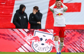 ep timo werner durante un partido con el leipzig