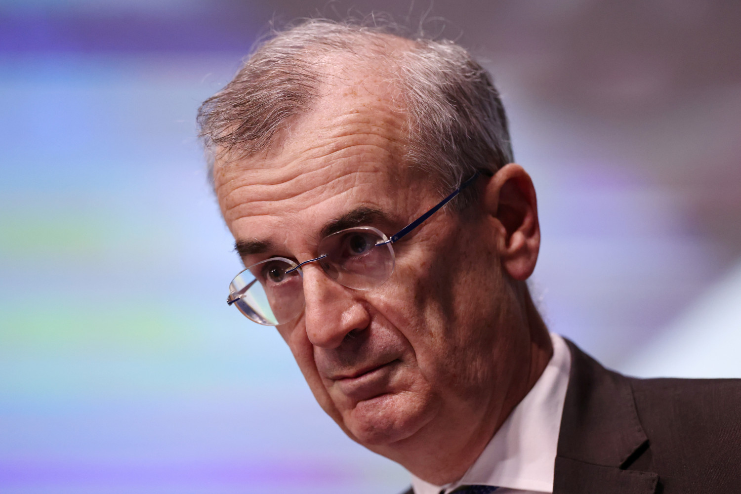 le gouverneur de la banque de france francois villeroy de galhau lors d un discours a paris 
