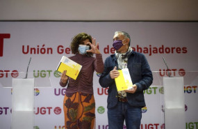 ep la ministra de hacienda maria jesus montero y el secretario general de ugt pepe alvarez