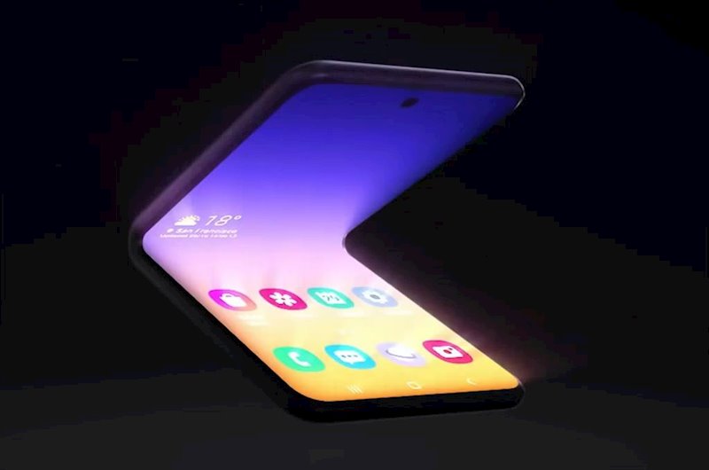 ep concepto de movil con pantalla plegable tipo concha de samsung