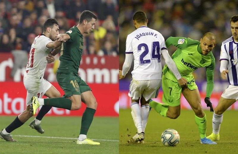 ep mikel vesga y munir en el sevilla-athletic braithwaite y joaquin en el valladolid-leganes