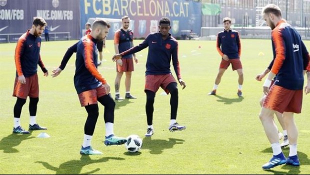 ep rakitic entrenaa jordi alba dembele messi alcacersergi roberto