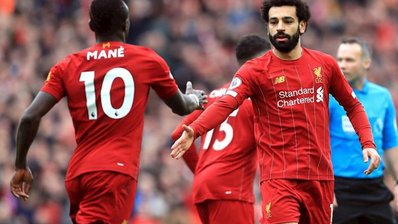 ep salah y mane celebran la remontada del liverpool en anfield ep salah y mane celebran la remontada del liverpool en anfield